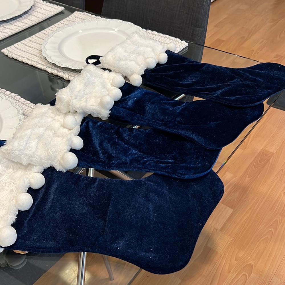 Royal blue Christmas stockings